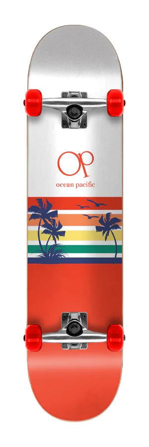 Ocean Pacific Sunset Park / Street White / Red Complete Skateboard - 8.0