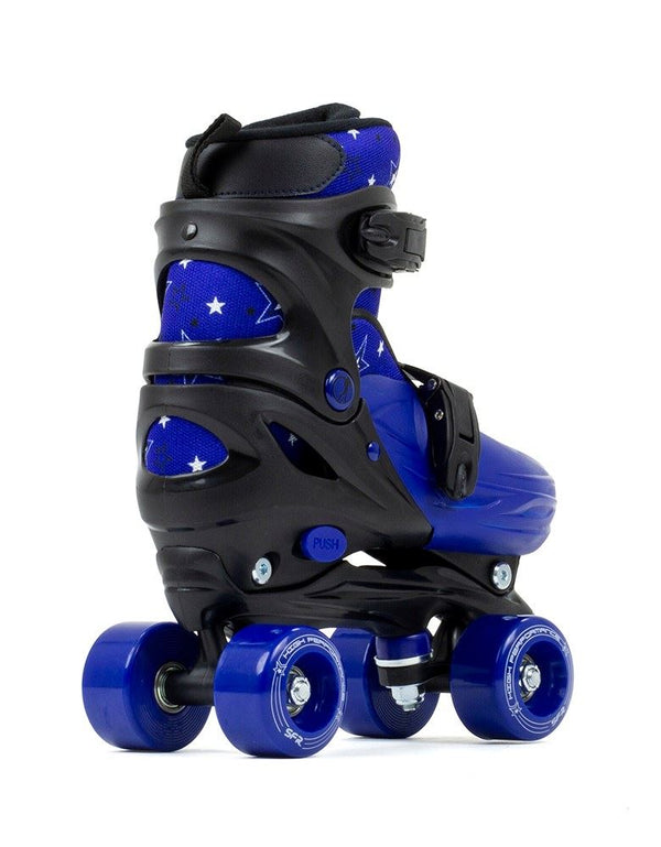 SFR Nebula Adjustable Children's Quad Skates - Black / Blue - Skatewarehouse.co.uk