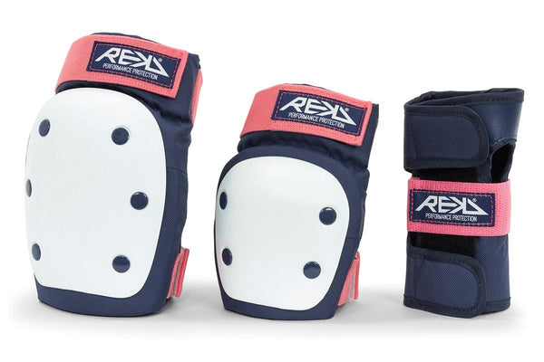 REKD Heavy Duty Skateboard Skate Scooter BMX Triple Pad Set - Blue / Pink - Skatewarehouse.co.uk
