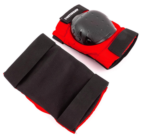 Venom Triple Knee/Elbow/Wrist Pad Set - Red Black - Skatewarehouse.co.uk