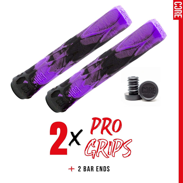 CORE Pro Handlebar Grips, Soft 170mm - Fuchsia (Purple/Black) - Skatewarehouse.co.uk