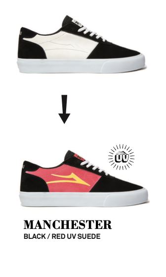 Lakai Manchester Skate Shoes - Black/Red UV - Skatewarehouse.co.uk