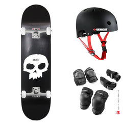 Zero Single Skull Black White x Venom Custom Complete Skateboard Bundle - 7.75"