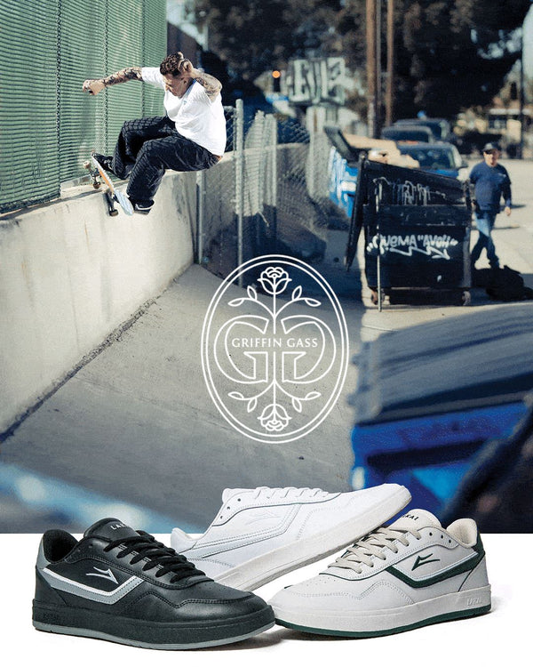 Lakai Terrace Leather Skate Shoes - Cream / Pine - Skatewarehouse.co.uk