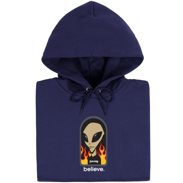 Thrasher Hoody THR X AWS Believe - Navy - Skatewarehouse.co.uk