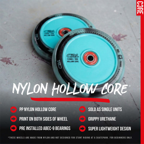 CORE CB1 Nylon Hollow Core Scooter 110mm - Black / Teal Scooter Wheels