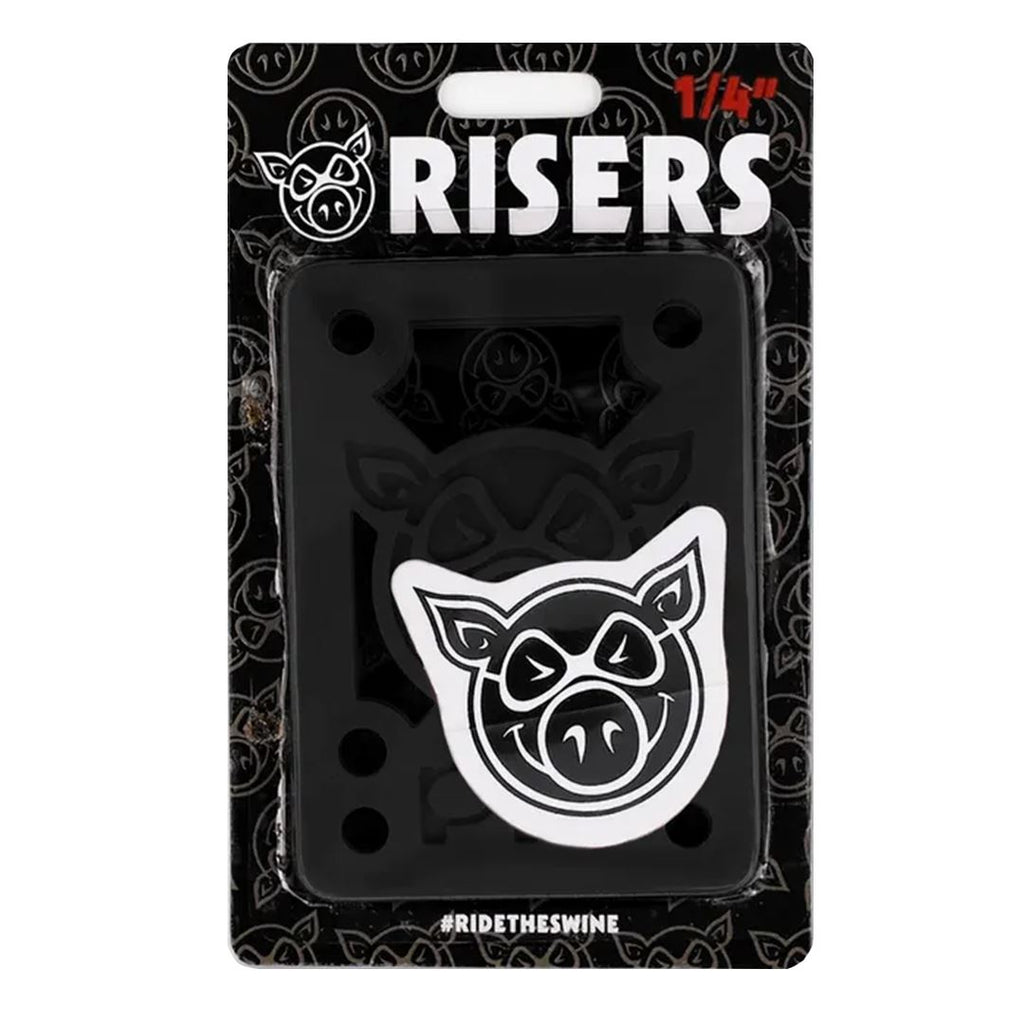 Pig Skateboard Wheels 1/4" Hard Risers Black - Skatewarehouse.co.uk