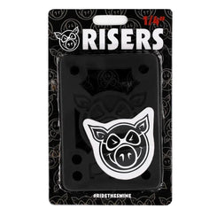 Pig Skateboard Wheels 1/4" Hard Risers Black - Skatewarehouse.co.uk