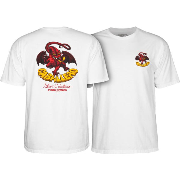 Powell Peralta Steve Caballero Classic Dragon II Tee White - Skatewarehouse.co.uk