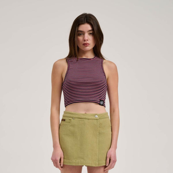 Santa Cruz Womens Vest Opus Dot Label Tank - Black Stripe - Skatewarehouse.co.uk