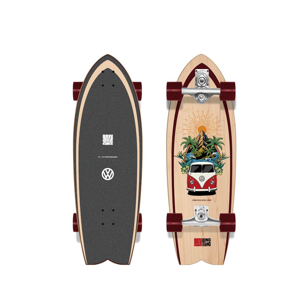 Long Island California 75th 30"x9.75"x19" Volkswagen x Long Island Complete Surfskate Cruiser - 30.0" - Skatewarehouse.co.uk