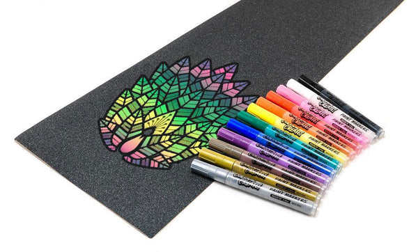 Venom Skateboards Black Grip Tape & 12 Colour Create Paint Pens Art Pack