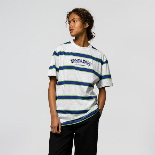 Santa Cruz T-Shirt Collegiate SC Stripe - Heather Stripe - Skatewarehouse.co.uk
