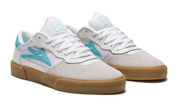 Lakai Cambridge White Teal Suede Skate Shoes - Skatewarehouse.co.uk