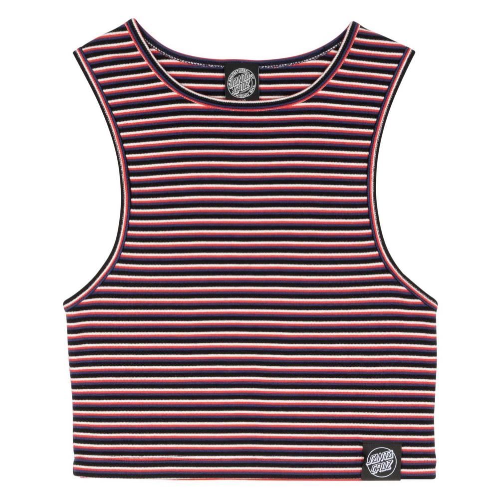 Santa Cruz Womens Vest Opus Dot Label Tank - Black Stripe - Skatewarehouse.co.uk