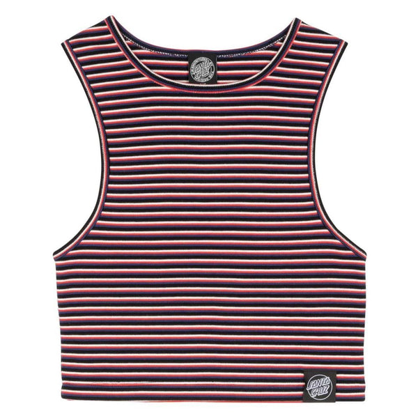 Santa Cruz Womens Vest Opus Dot Label Tank - Black Stripe - Skatewarehouse.co.uk