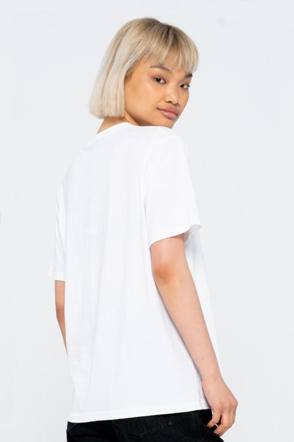 Santa Cruz Womens T-Shirt Checkerbloom Strip T-Shirt - White - Skatewarehouse.co.uk