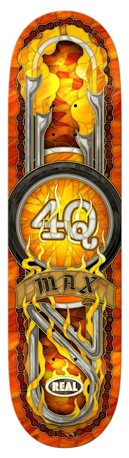Real Max Schaff 4Q Cathedral (Orange) MX Skateboard Deck - 8.5