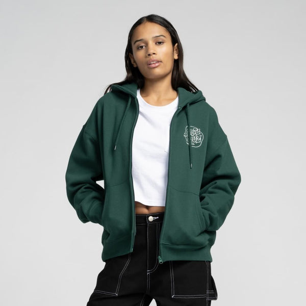 Santa Cruz Womens Zip Hood Fever Dream Mono Dot - Emerald