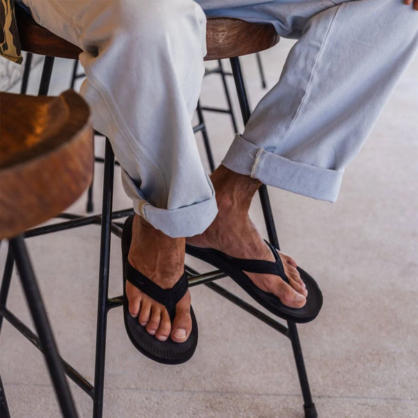 Indosole - Mens Flip Flops - Easy Living - Black Shoes