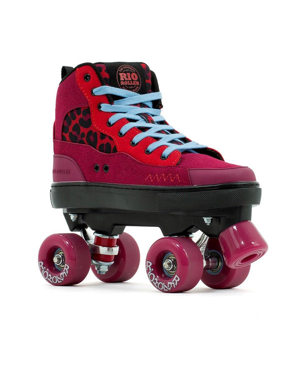 Rio Roller Beats Quad Skates - Red / Leopard