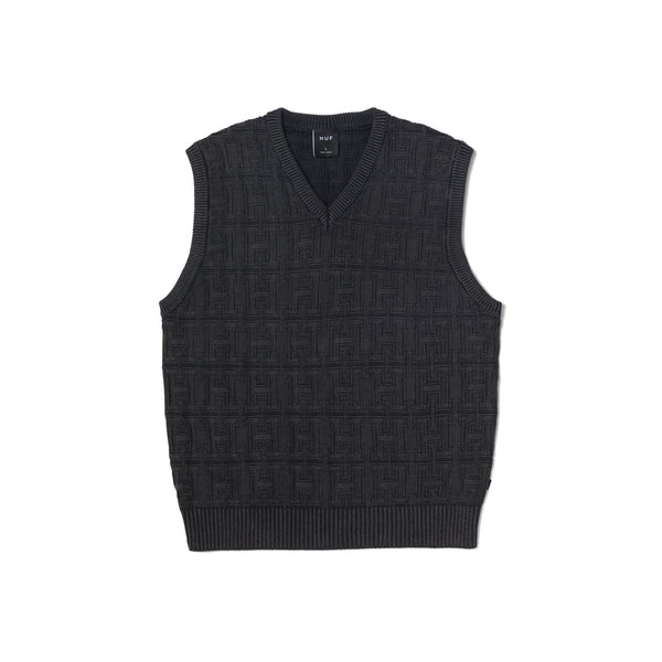 Interlaced Jacquard Overdyed Vest (Black)