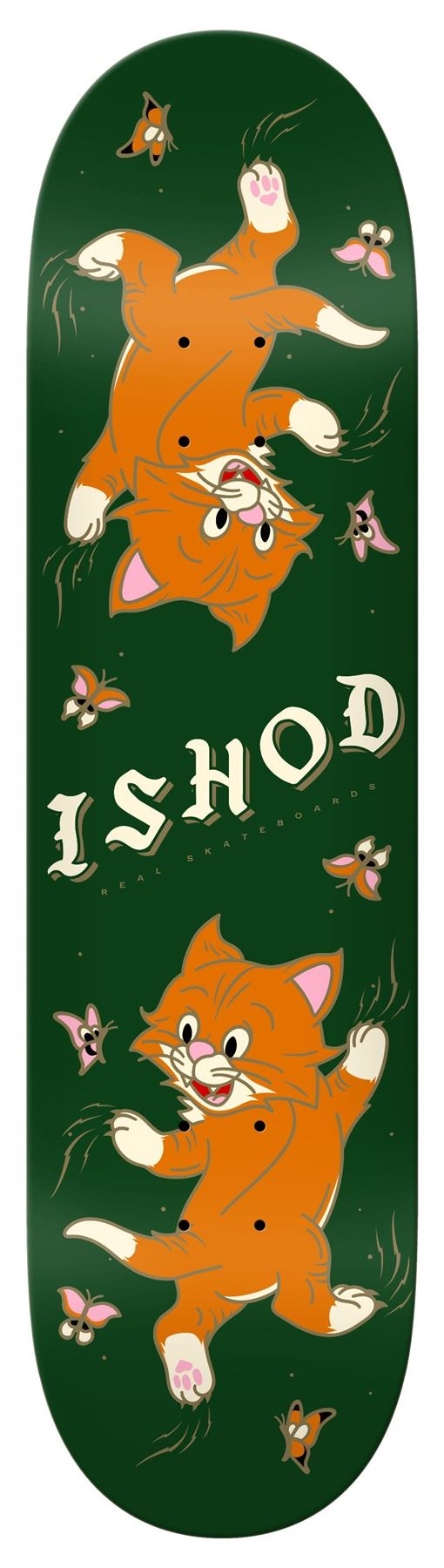 Real Ishod Kitten Scratch Twin Tail - Slick (Green) Skateboard Deck - 8.3