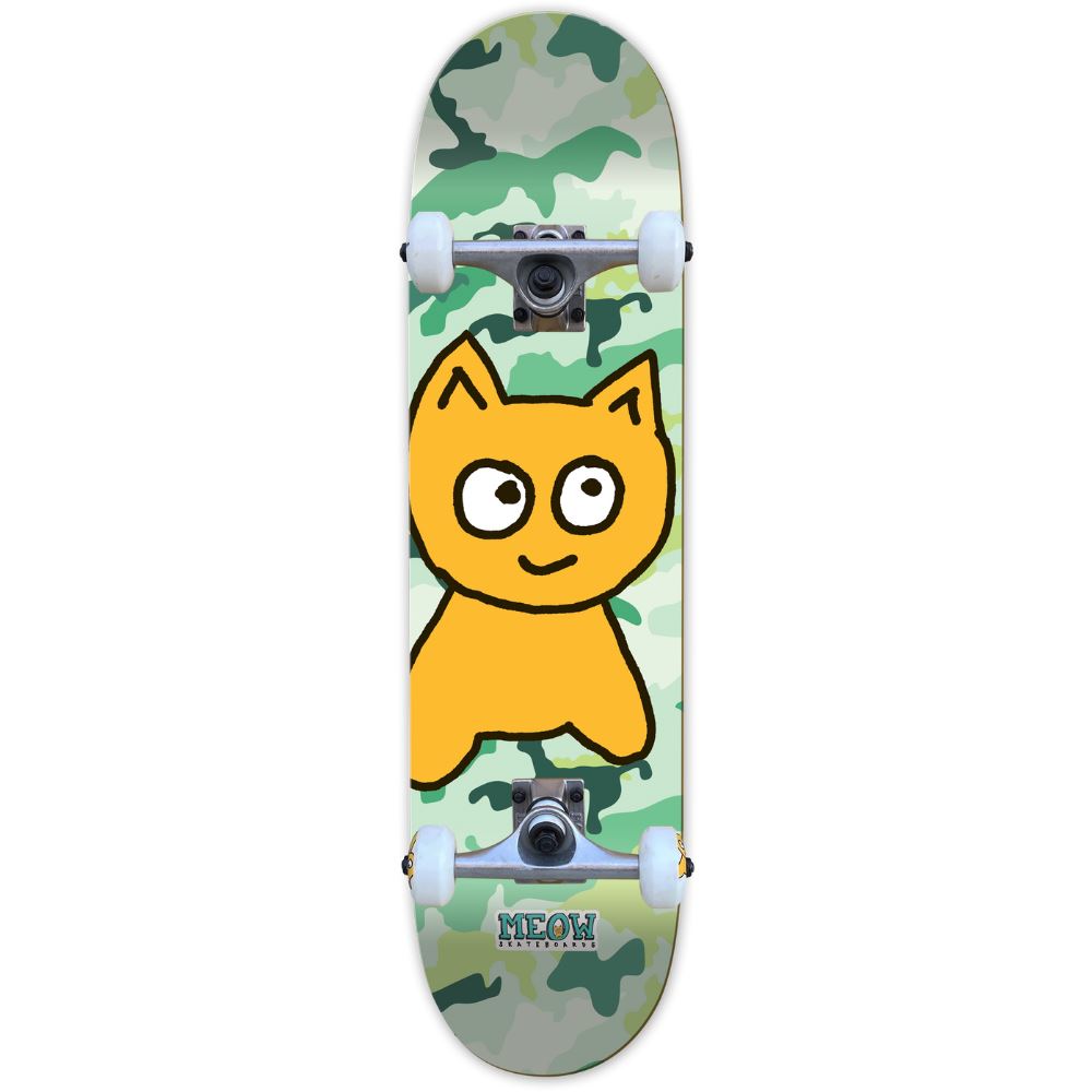 Meow Big Cat Soft Top Green Camo Complete Skateboard - 6.5"