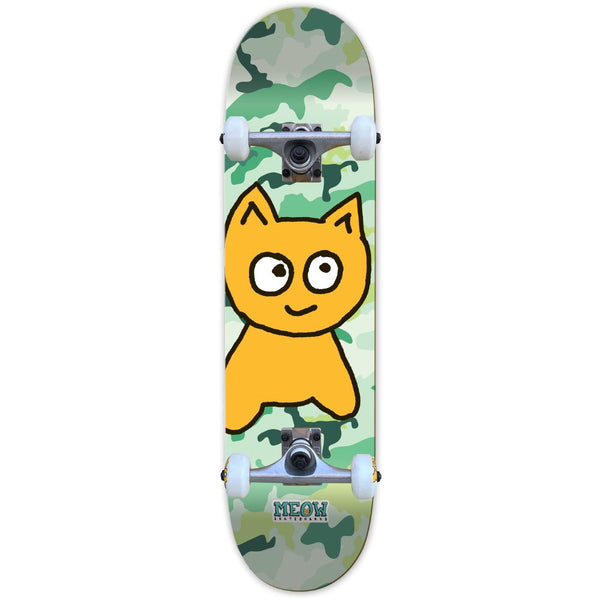 Meow Big Cat Soft Top Green Camo Complete Skateboard - 6.5