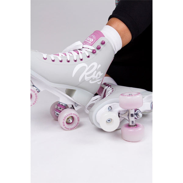 Rio Roller Script Quad Skates - Grey / Purple - Skatewarehouse.co.uk