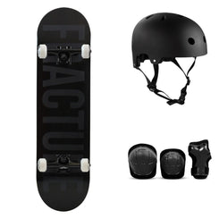 Fracture Fade Black Complete Skateboard Bundle - SFR Helmet & Pads - 8.0"