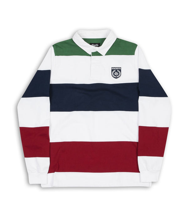 Magenta L/S Rugby Polo Green/White/Navy - Skatewarehouse.co.uk