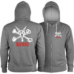 Powell-Peralta™ Rat Bones • Lightweight Zipped Hoody • Heather Gray - Skatewarehouse.co.uk