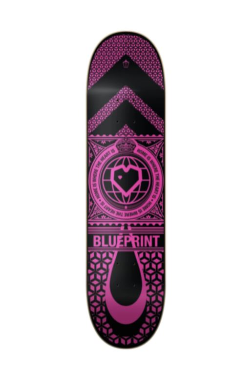 Blueprint Home Heart Black / Pink Skateboard Deck - 7.875