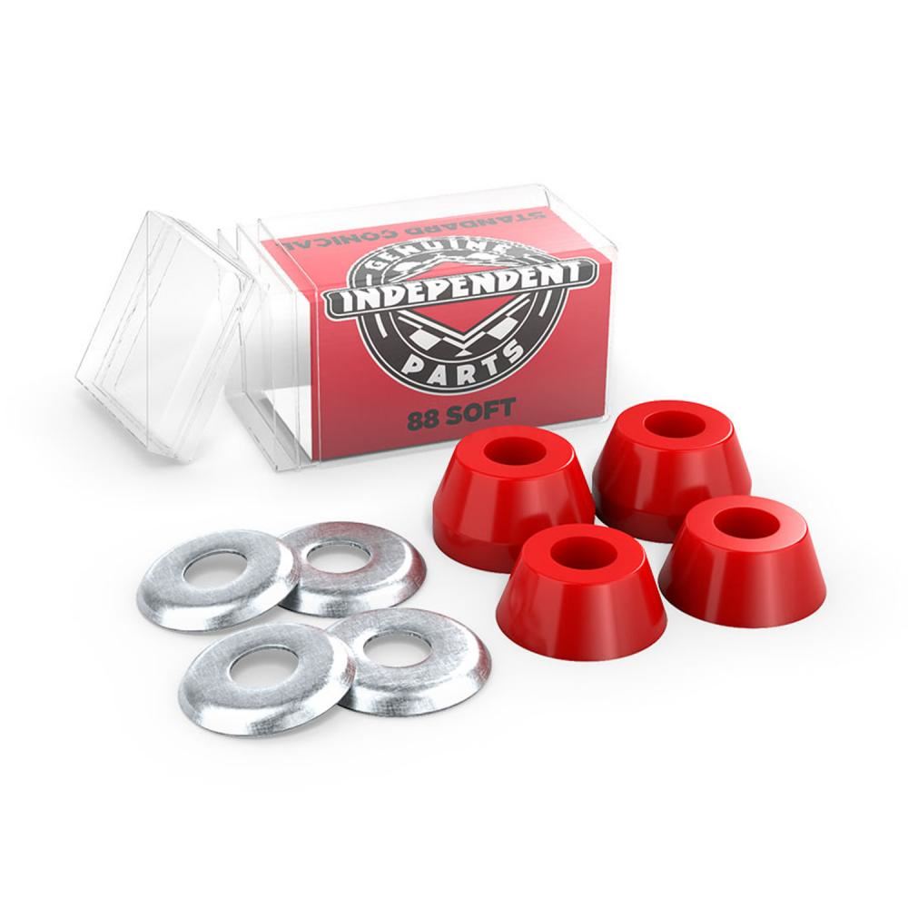 Indy Skateboard Bushings Standard Conical Soft 88a Red - Red - Skatewarehouse.co.uk