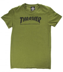 Thrasher Girls T-Shirt Skate Mag Logo - Olive - Skatewarehouse.co.uk