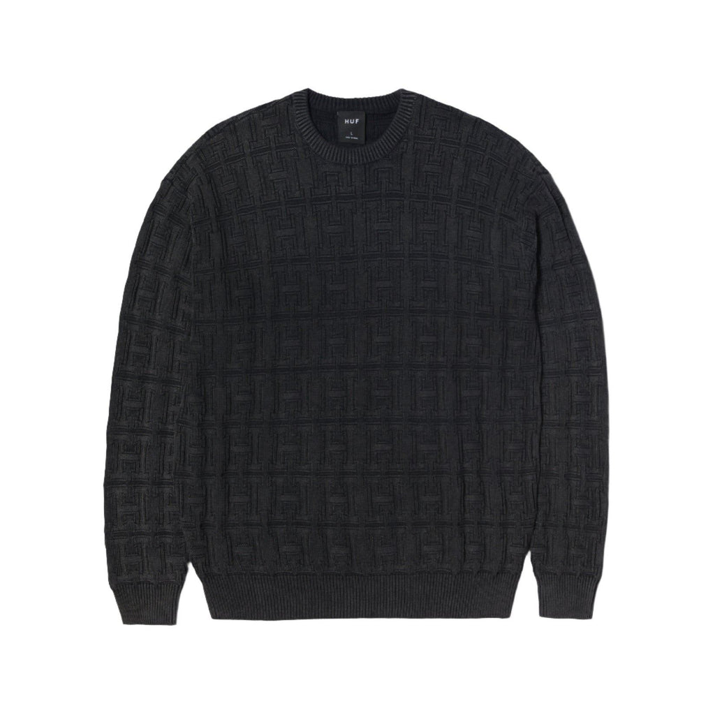 HUF Interlaced Jacquard Overdyed Crew (Black) - M