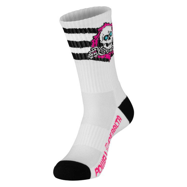 Powell Peralta Ripper Cotton Socks Stripes Pink/Black/White - Skatewarehouse.co.uk