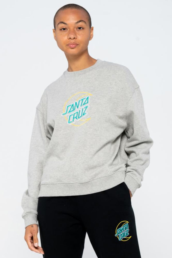 Santa Cruz Crew Empty Moon Dot Crew - Heather Grey - Skatewarehouse.co.uk