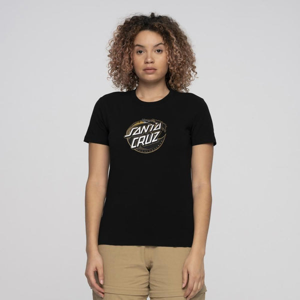 Santa Cruz Womens T-Shirt Holo Wave Dot Front T-Shirt - Black - Skatewarehouse.co.uk