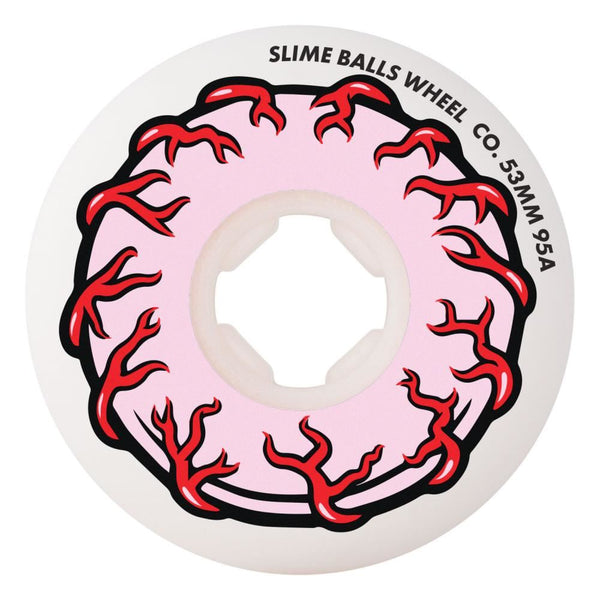 Slime Balls Skateboard Wheels Pink Eyes Vomit Mini 95a - White - Skatewarehouse.co.uk