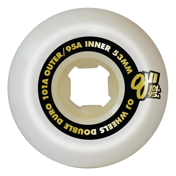 OJ Skateboard Wheels 53mm Double Duro White Mini - White - Skatewarehouse.co.uk