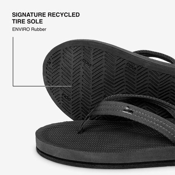 Indosole - Womens Flip Flops - Easy Living - Black Shoes