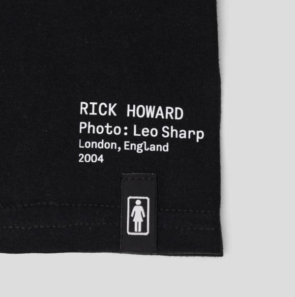 Girl Shot by Leo Sharp Rick Howard Tee Black - Skatewarehouse.co.uk