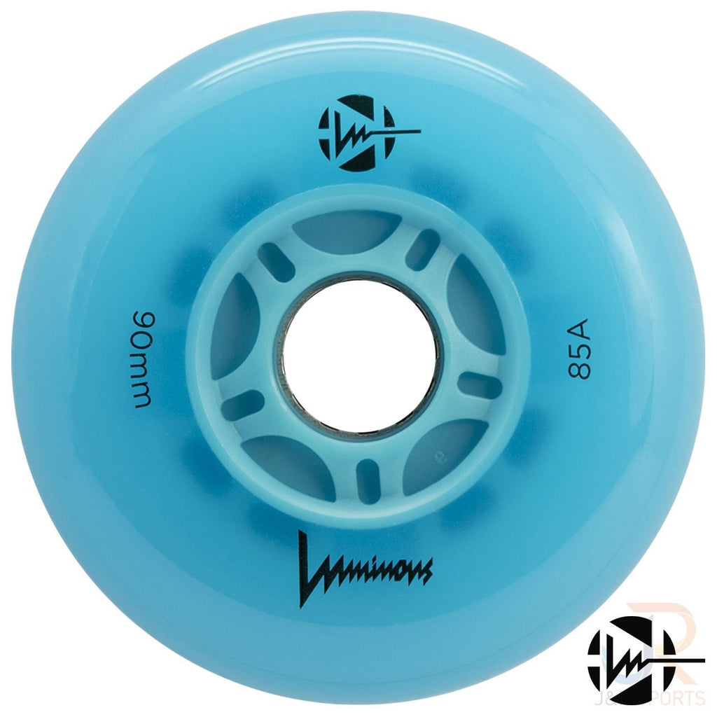 Luminous Led Inline Wheel (Set of 4 Wheels) - Blue Ocean Glow - 90Mm/85A - Skatewarehouse.co.uk