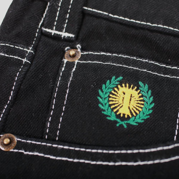 Theories Of Atlantis Plaza Jeans Black W/ White Contrast Stitch - Skatewarehouse.co.uk