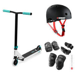 Slamm Classic Mini Pro Stunt Scooter - One Size White / Mint Bundle