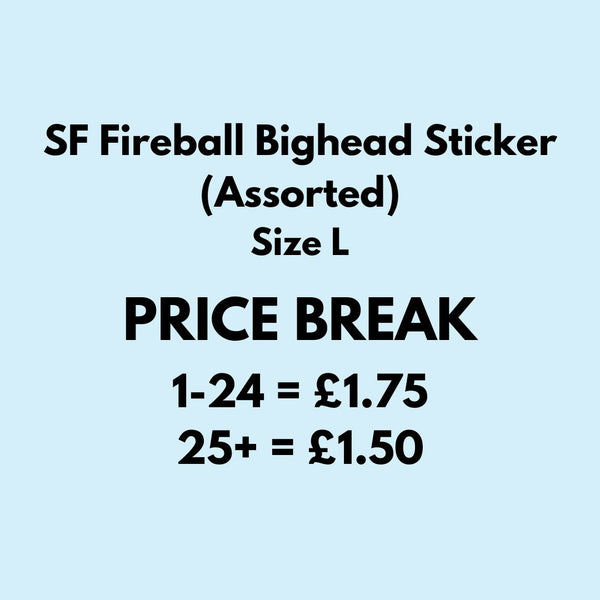 Spitfire SF Fireball Bighead Sticker (Assorted) Size L ( x ) Skateboard Wheels