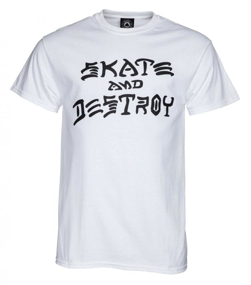 Thrasher T-Shirt Skate & Destroy - White - Skatewarehouse.co.uk
