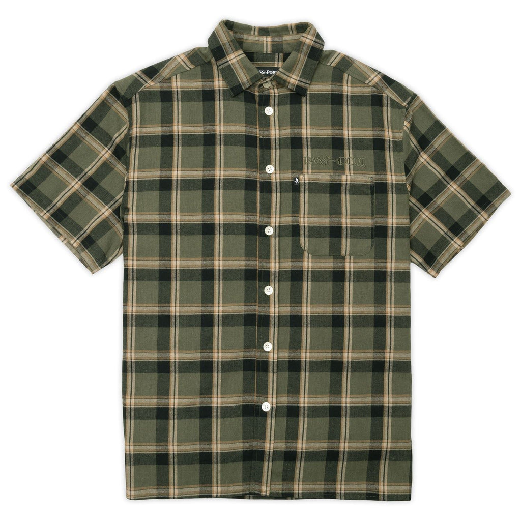 Stem Logo Workers Check Shirt Short Sleeve (Moss)